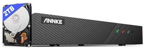 ANNKE Sistema de vigilancia NVR 8CH PoE con disco duro de 2 TB para grabación 24/7, seguridad interior y exterior, soporta 8 cámaras IP PoE HD de 6 MP/5 MP/1080p/720p, H.265+
