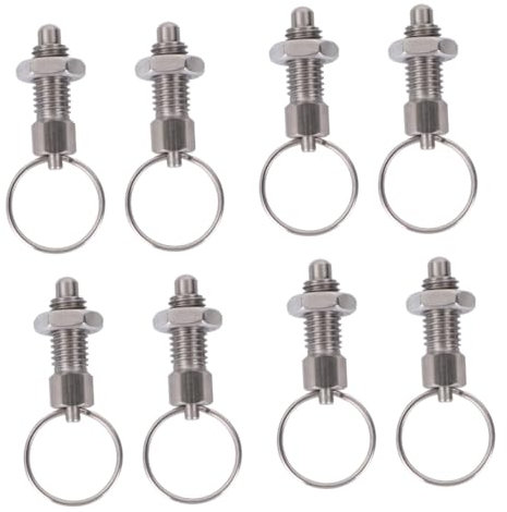 HOMSFOU 8 Stk Federbelasteter Kolben Federverschluss Von Hand Einziehbarer Federkolben Knopffeder Schnellspannstift Kolben Mit Ring Federwerkzeuge Stiftkolben Federstift Mit Gewinde