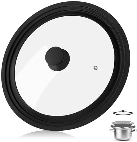 Pesutei Universaldeckel, Pfannendeckel 28/30/32 cm mit Abgestuften Silikonrandmit und Dampfloch, Hitzebeständi Topfdeckel Universal für Töpfe und Pfannen mit Durchmesser, Universaldeckel für Pfannen