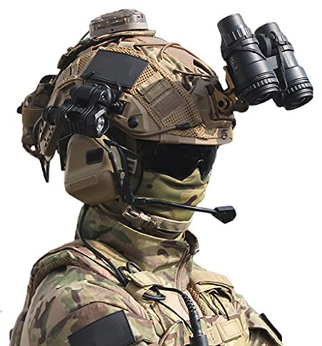 Labzaa Casque de Paintball Rapide, avec Casque Anti-Bruit Militaire, Lunettes, Lampe de signalisation, Torches, Support métallique NVG et modèles NVG pour Le tir Airsoft et la Chasse BBS K