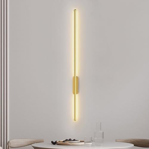 A.1.Coo Moderne LED Lange Wandlampe Innen Lineare Wandlampe Nachttisch Wandlampe Dekorative Wandlampe Warmes Licht 3000K Für Schlafzimmer Wohnzimmer Esszimmer Küche Flur Treppe Wandlicht(Gold 100)