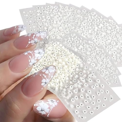 Visxcnu 30 Blätter Blumen Nagelkunst Aufkleber, für Frauen Mädchen DIY Nageldesigns Süß Nagelaufkleber Selbstklebend Blumen Nagelaufkleber Maniküre Dekoration