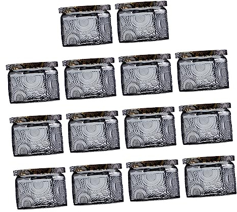 PHENOFICE 14pcs Embossed Glass Candle Jars with Lids Grey Aromatherapy Container for Diy Candle Making Decorative Storage for Home and Crafts Assorted style