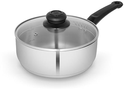Swan SWPS5028SS Townhouse 16cm Stainless Steel Saucepan with Glass Lid, Suitable for All Hob Types (including induction), Dishwasher Safe, Stainless Steel