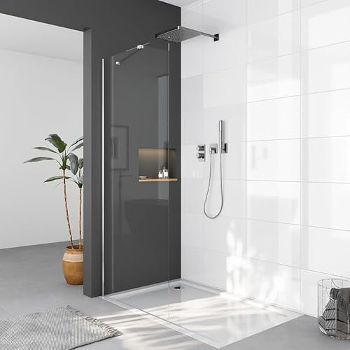 WDWRITTI Walk In Duschwand 75x185 cm Seitenwand Duschtrennwand, Glas Walkin Dusche Duschwand Echtglas Duschabtrennung aus 6mm ESG Sicherheitsglas, 75cm Begehbare Duschwand