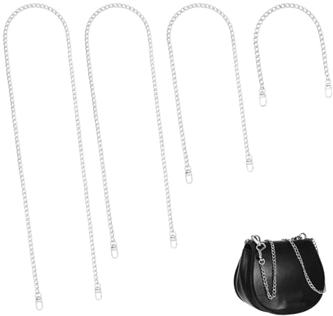 4 Stück 120 100 60 40 cm Taschenkette Silber Wallet Chain Taschengurt Schmal Kette Silber Taschenzubehör Trageriemen Taschenherstellung Schultergurt Schulterriemen für Taschen Damen