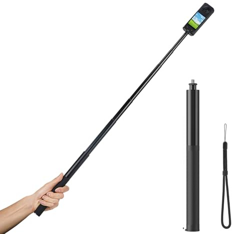 OURHZTB Perche à selfie invisible compatible avec caméra d'action Insta360 X5 X4, longue perche d'extension (135 cm) pour DJI OSMO Pocket 3/Action 4, perche monopode étendue avec montage à vis de 6,35