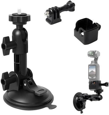 Hossom Supporto a Ventosa Compatibile con DJI OSMO Pocket 3/2/Action 5 Pro/4/3, per Gopro Hero 13/12/11/10/9, per Insta360 Ace Pro 2 Action Fotocamere Accessori con Adattatore di Espansione