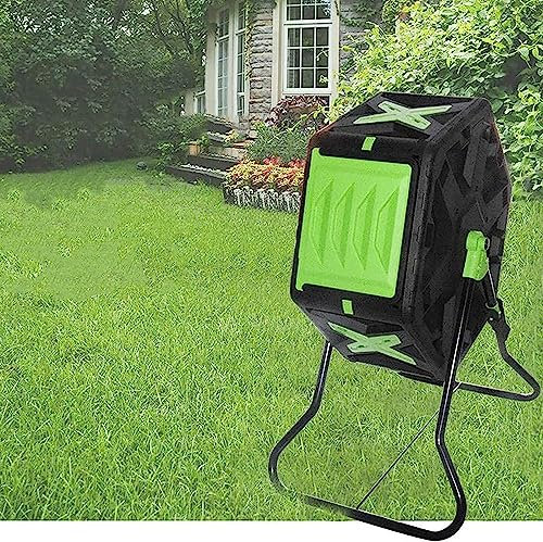 XNZJHPP Tumbador de compostaje de 70L, compostador con Puerta Deslizante Verde y Marco de Acero sólido, para la creación rápida de Suelo fértil