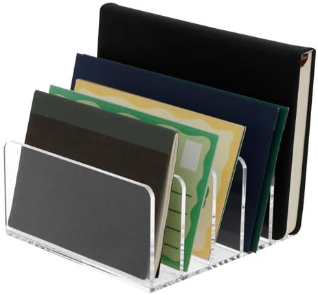 SUPPUIMNT Transparenter Acryl Aktenhalter, Verdicken Mail Countertop Organizer Prospekthalter File Rack Letter Sorter Schreibtisch Briefablage Briefständer für Notizzettel Visitenkarte Postkarte(A)