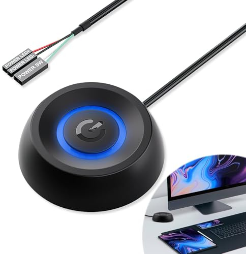 PC Power on Button Externer mit LED-Licht Desktop Computer Power Switch 2m Verlängerungskabel EIN Aus Schalter PC für Büro Zuhause Computer Netzschalter