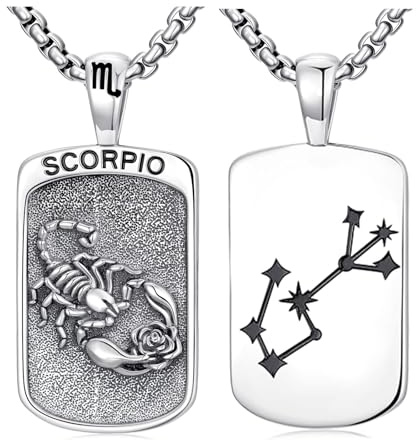 PROESS Zodiac Scorpio Necklace 925 Sterling Silver Constellation Necklace Horoscope Astrology Pendant Zodiac Jewellry Gift for Men Women