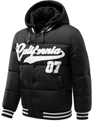 TONY BACKER by Chromosome - Giubbotto Uomo Invernale, Bomber Uomo California Con Capuccio Removinile, Giacca Invernale Calda, Imbottito, Chiusura Con Bottoni (IT, Testo, XL, Regular, Regular)