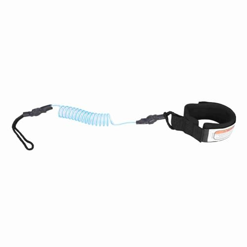 Wangcmcol Correa para tabla de surf de remo, correa enrollada para tabla de surf, 5 pies de longitud con puño ajustable en el tobillo, cordón de PU duradero (azul)