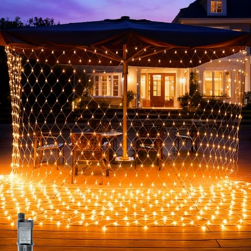 3x2m LED Lichternetz,250 LED Lichterkette Außen Netz mit Stecker ,8Modi,Speicherfunktion,Wasserdicht Lichterkettennetz Innen und Außen,Lichtervorhang für Weihnachten Halloween Hochzeit Party,Warmweiß