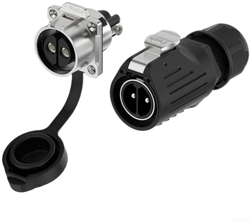 50A LP-28 2P/3P Wasserdichter Rundstecker für Industrieanlagen – Schnellstecker-Luftfahrt-Kabelkupplung mit IP68 Bewertung, 500 V 10 mm² Verdrahtungsbereich, Schwarz/Silber (3P)
