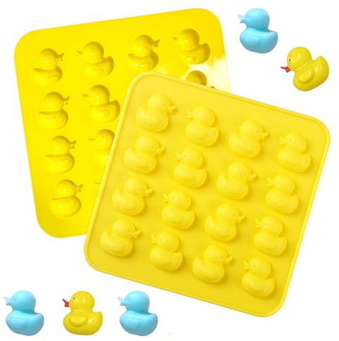 SamHeng Silicone Duck Moulds, 2 Pcs Jelly Moulds | 16 Cavity, DIY Chocolate Moulds, Non-Stick, for Baking Candy Gummy Ice Cube Desserts