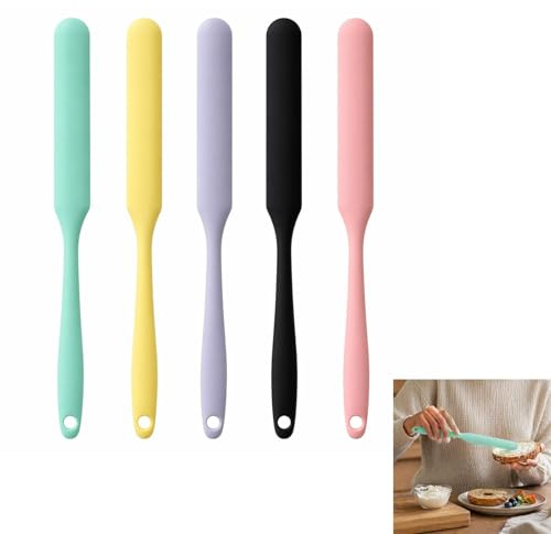 VBK Lot de 5 Spatules en Silicone, Spatules de Cuisine Silicone pour Cuisine et Pâtisserie, Spatule à Bocaux pour Cuisine et Décoration de Gâteaux