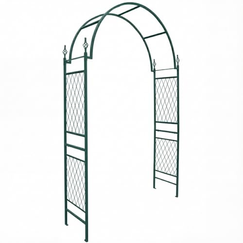 TERRE JARDIN - Arche de Jardin Métal pour Plantes Grimpantes - Arceau de Jardin avec Treillis et Fixations au Sol - Décoration Jardin Extérieur pour Rosiers, Roses et Végétaux Grimpants
