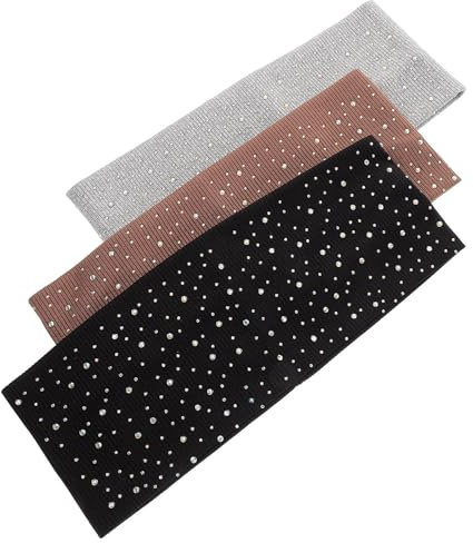 NIYANGLE 3 Stück Pack Strass Haarbänder für Damen mit Breitem Elastischem Sitz Atmungsaktivem Stoff und Stylischem Design für Workouts und Sportliche Aktivitäten