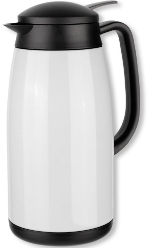 Isosteel Tableline VA-9341K Vacuum-Insulated Thermos Can 1.5 L 18/8 Stainless Steel White Coated with Quickstop Single-Hand Pouring-System