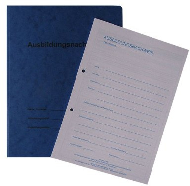 Berichtsheft / Ausbildungsnachweise als Block tägliche Eintragungen - für 1 Jahr: tägliche Eintragungen (Mo.-So.) mit Sammelhefter aus Karton: ... mit ... mit Doppelheftung zum Sammeln der Berichte.