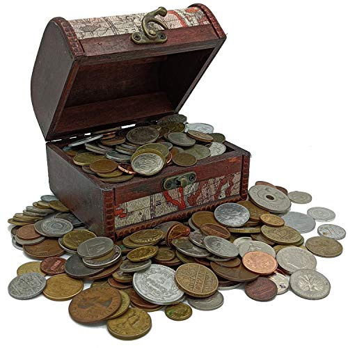 IMPACTO COLECCIONABLES Schatztruhe mit authentischen Sammlermünzen – Enthält 1 kg Weltmünzen und eine Schatztruhe zur Aufbewahrung – Von Experten geprüft