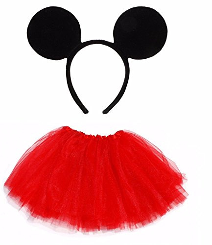 Lizzy Ladies ANIMAL FANCY DRESS TUTU with EARS BOW TAIL SET for Halloween, Hen Party Fancy Outfit Tutu Skirt (Mickey Mouse Tutu Costume)