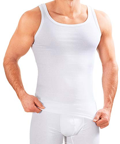MERISH Herren Unterhemd 5er Pack Tank Top Feinripp Baumwolle Weiß T-Shirt 400 (XXL, 400 5er Pack Weiß)