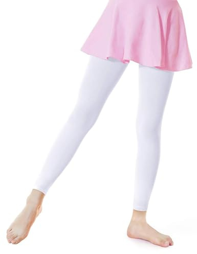 Daydance White Girl's Footless Tights for School, Dance, Ballet 90D