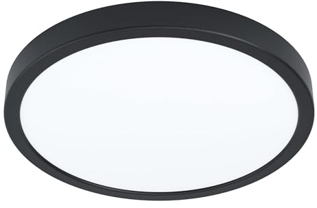 Eglo LED-taklampa Fueva 5, Ø 28,5 cm, 1 glödlampa bygglampa av stål och en ljusyta av plast, taklampa i svart, vit, LED-bygglampa neutralvit