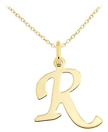 Lucchetta Schmuck Goldkette Damen 375 Echtgold Buchstabe Anhänger | 9 Karat Gelbgold, Initialen A-Z, 45 cm, für Damen