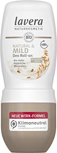 Lavera Desodorante Roll-on Natural y Suave 48h - Vegano - Avena Orgánica y Minerales - Sin Aluminio - Protección Fiable y Aroma Discreto