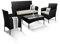 KEPLIN 4pc Rattan Garden Furniture Set – Outdoor Lounger Sofa, Chairs and Table Bistro Set for Lawn, Patio, Inside Conservatory – Easy to Store, Stackable, Ideal for Dining in the Sun (Black)