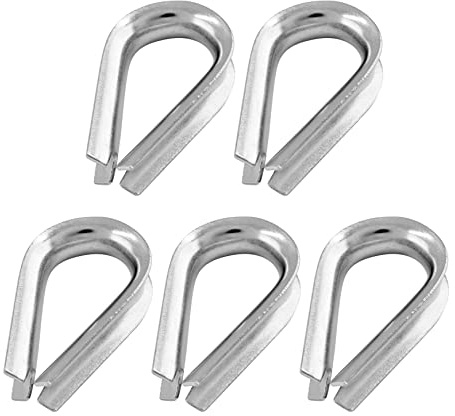 Rierdge 5Pcs M10 304 Stainless Steel Wire Rope Thimble Rigging for 3/8 Diameter Wire Rope Cable