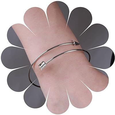 Yheakne Vintage Pfeil Armband Silber Pfeil Armband Dünnes Armband Verstellbares Manschettenarmband Handmade Skinny Manschettenarmband Schmuck Für Frauen Und Mädchen (silber)