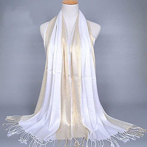 Bysonglezai Schal Damen Schals Halstuch Herren Mütze Frühling Herbst Winter Luxuriöser, Funkelnder, Heller Seidenschal, Damen-Druck, Schals, Wickel, Stolen, Bandanas, Unisex, Einheitsgröße, Weiß