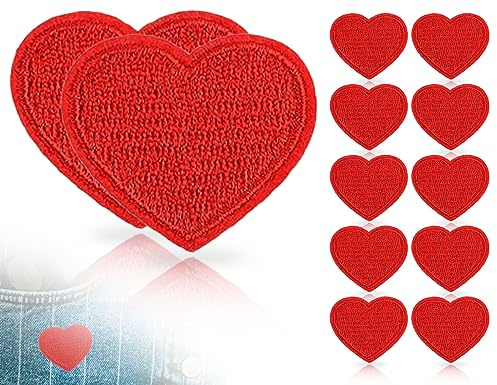 KAPSING 10 pz Toppe ricamate a forma di cuore rosso con ferro da stiro/cucire per giacche Cappelli Zaini Jeans