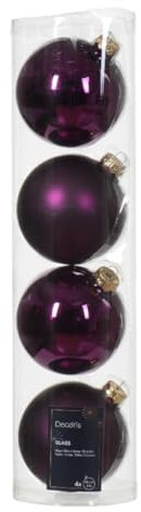 Selezione Cartoleria Varzi Dal 1956 Set Da 4 Palline Albero Di Natale Viola Scuro