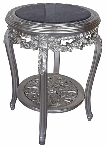 Beistelltisch Antik Tisch Silber Blumentisch Marmorplatte Tisch 57cm bar088 Palazzo Exklusiv