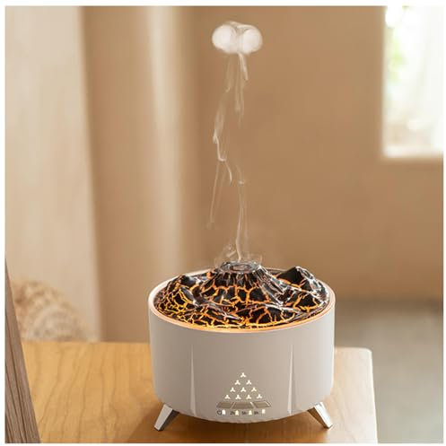 Humificador De Aromas Humidificador y purificador de Aire en uno, Umidificador Bocina Bluetooth, Humidificador Fuego Humidificador Plantas Interior,White