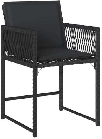 vidaXL Gartenstühle mit Kissen 4 STK. Schwarz Poly Rattan