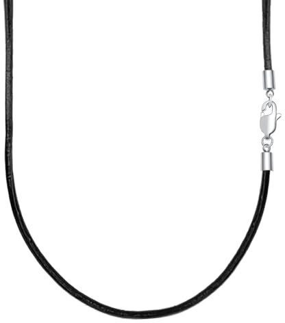 VANSZA Lederkette Echtes Leder Halskette Edelstahl Verschluss 1.5/2/3mm breit Damen Herren Kette für Anhänger charm 45-55cm wählbar DIY Lederschnur