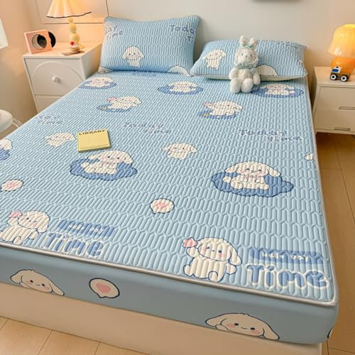 FOREPOTY Spannbetttuch vielen Größen und Farben,Coole Sommerbettwäsche aus Latex, Matratzenschoner mit Cartoon-Aufdruck für Kinderzimmer, Bettbezug für Kinderzimmer, Hund, 120 x 200 cm (3 Stück)