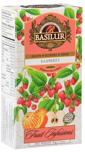 BASILUR Fruit Infusions Tè decaffeinato alla frutta con aroma di lampone e limone 25x2g (x1)