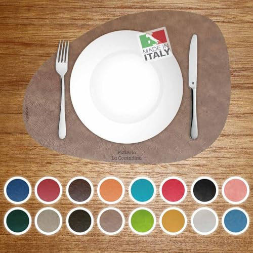 OGGETTANDO: SET 12 pz personalizzabili tovagliette lavabili americane tovagliette ecopelle lavabile antimacchia, per casa, cucina, ristorante, hotel. (Tortora pelle, 12pz - S)