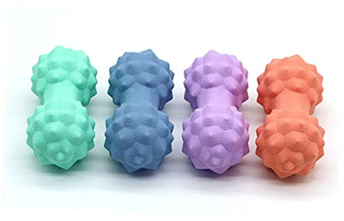 Silikon Massageball Doppelball mit Noppen für Training | Blau, Extra Fest, Rollend für Gewichtheben und Laufen, Pilates Zubehör mit Erdnußform