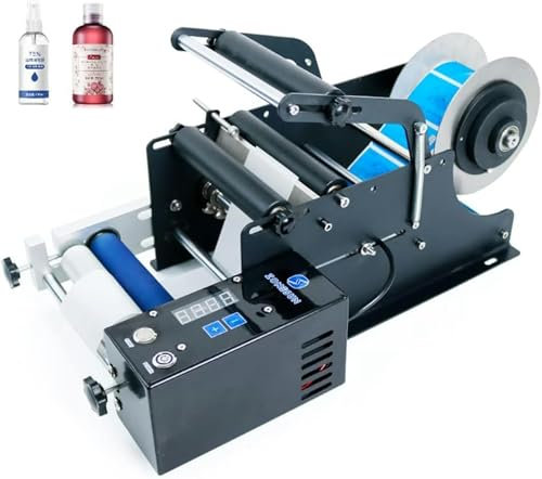 SXYKXYDL Elektrischer Etikettenapplikator für runde Flaschen, Etikettiermaschine, Etikettiergerät für Glas- und Kunststoffflaschen mit 15–120 mm Durchmesser, Etikettendrucker mit 15–30 Stück/min