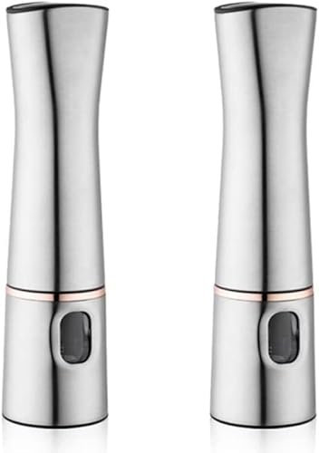 AXFSHJD Molinillo eléctrico de Sal y Pimienta de Acero Inoxidable, Molinillo automático de Hierbas y Especias, Herramienta de Cocina for Barbacoa de Grosor Ajustable(A)