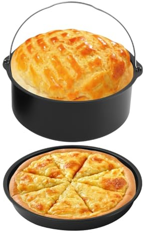 2 moldes antiadherentes para hornear pasteles, sartén de acero fácil de limpiar, barril de pastel para hornear para el hogar, accesorios para freidora de aire de cocina